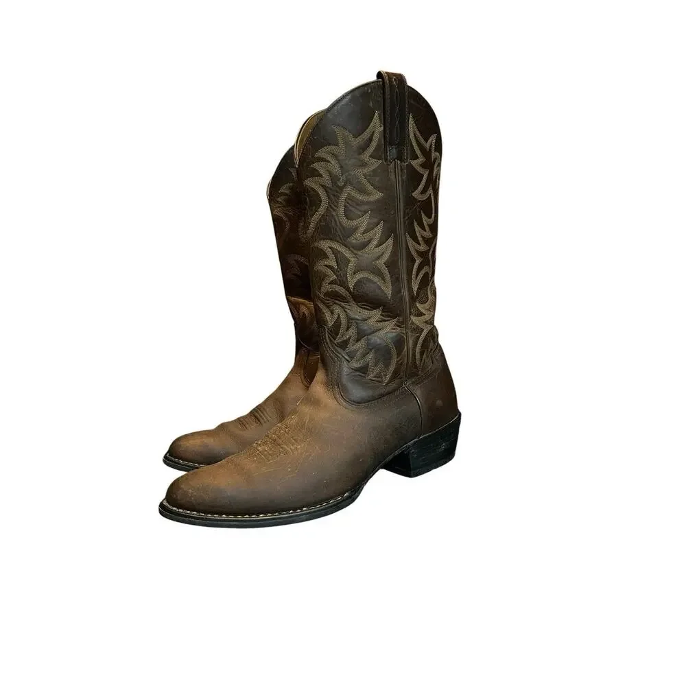 Men’s Ariat 34725 Size 11D Heritage‎ R Toe Western Brown Leather Boots 15” Tall